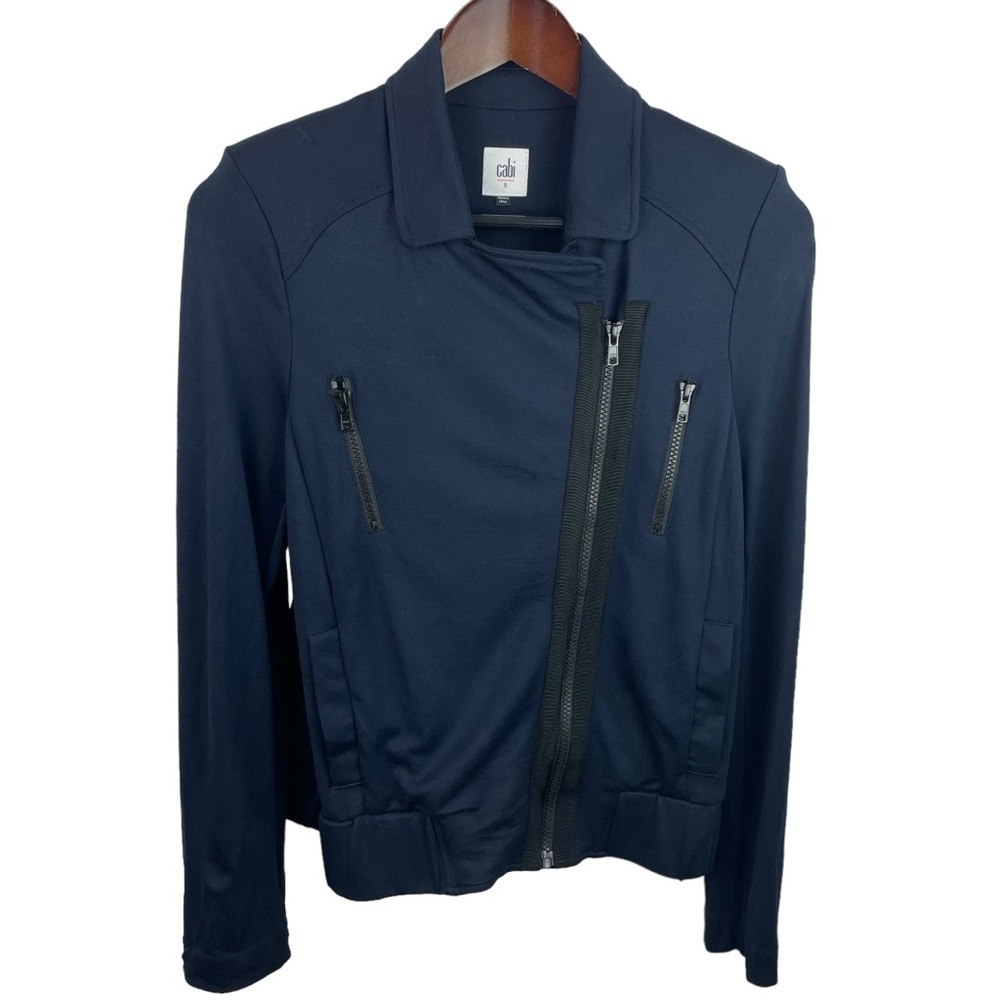 CAbi | Chance Navy Black Moto Zip Jacket